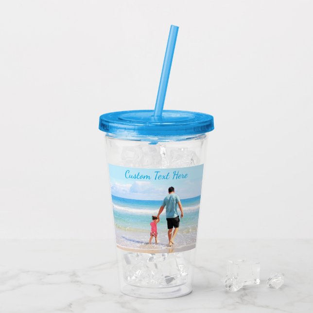 Create Your Own Photo Acrylic Tumbler Custom Text (Back Ice)