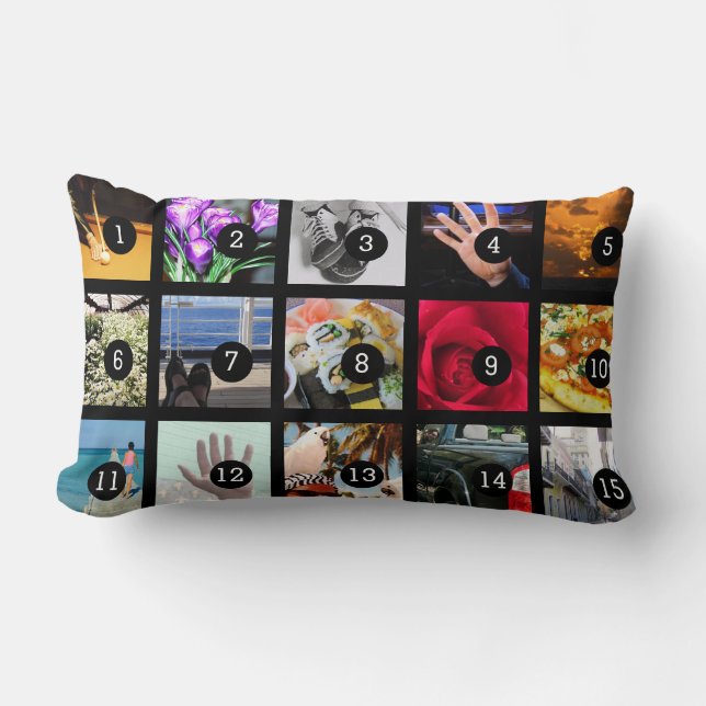 Create Your Own Photo album with 15 images Lumbar Pillow (Front)