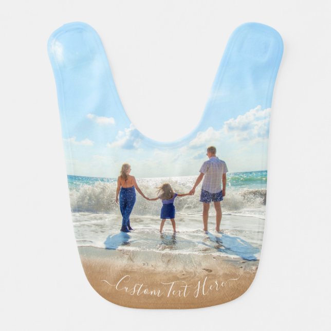 Create Your Own Photo Baby Bib with Custom Text (Front)