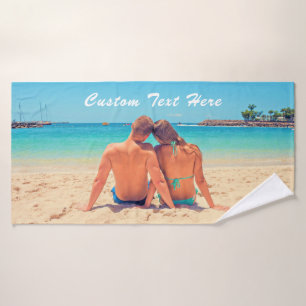 Create Your Own Photo Bath Towels Gift Custom Text