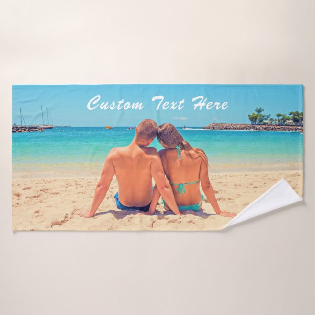 Create Your Own Photo Bath Towels Gift Custom Text (Bath Towel)