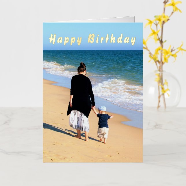 Create Your Own Photo Birthday Card Real Foil Text (Yellow Flower)