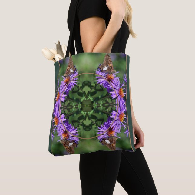 Create Your Own Photo Butterfly Aster Flower Frame Tote Bag (Close Up)
