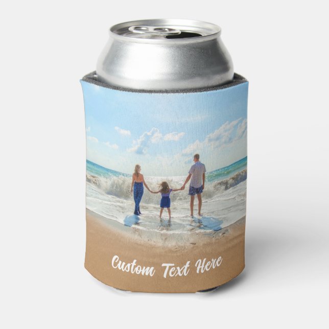 Create Your Own Photo Can Cooler Gift Custom Text (Can Back)