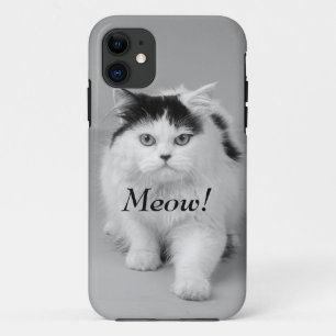 Create your own Photo Cat adorable black and white iPhone 11 Case