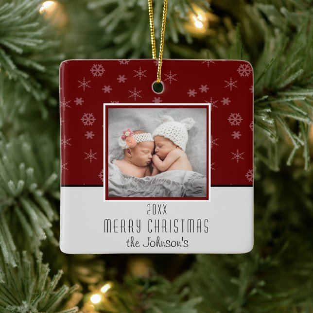 Create Your Own Photo Christmas Ceramic Ornament (Tree)