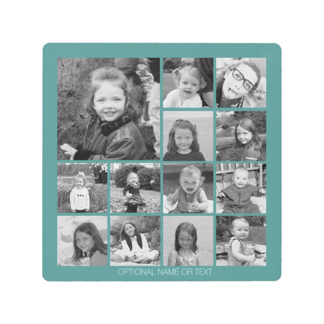 Create Your Own Photo Collage - 13 photos blue Metal Print (Front)