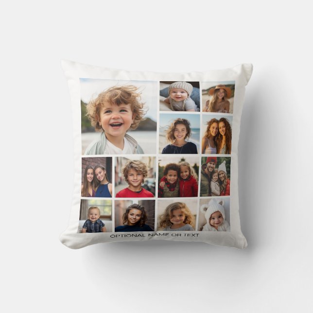 Create Your Own Photo Collage - 13 photos Throw Pillow (Front)