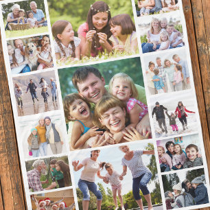 Create Your Own Photo Collage 15 Pictures White Fleece Blanket