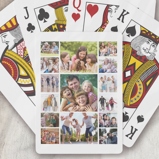 Create Your Own Photo Collage 15 Pictures White Poker Cards (Creator Uploaded)