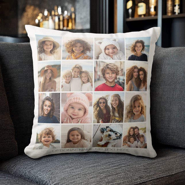 Create Your Own Photo Collage - 16 photos Throw Pillow (Photo Collage Pillow)