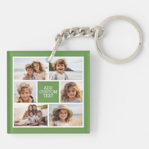 Create Your Own Photo Collage - 6 photos Monogram Keychain | Zazzle