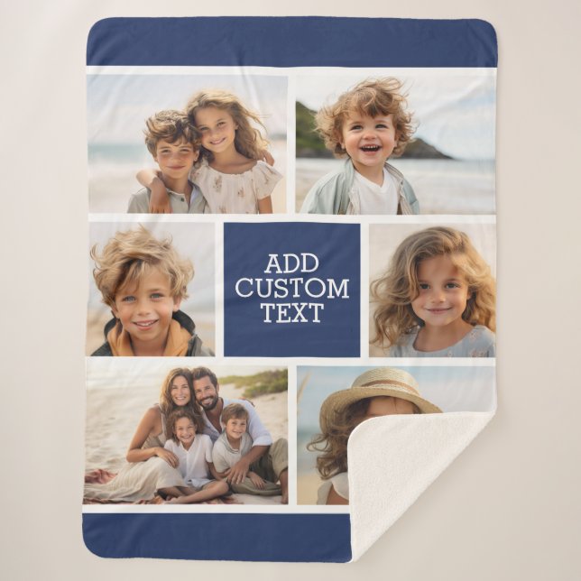 Create Your Own Photo Collage - 6 photos Monogram Sherpa Blanket (Front)