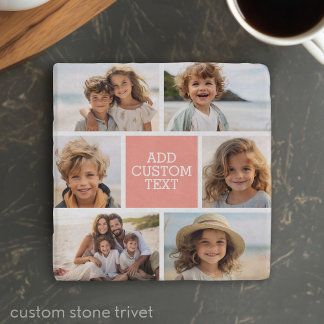 Create Your Own Photo Collage - 6 photos Monogram Trivet
