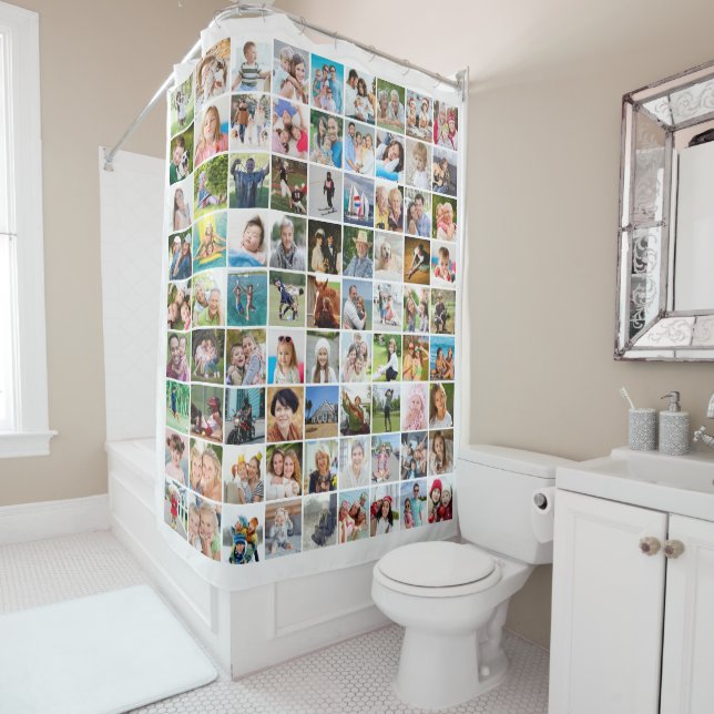 Create Your Own Photo Collage 81 Square Images  Shower Curtain (In Situ)
