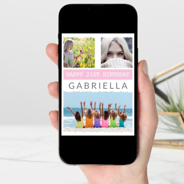 Create Your Own Photo Collage Any Age Birthday Card (Front Digital)