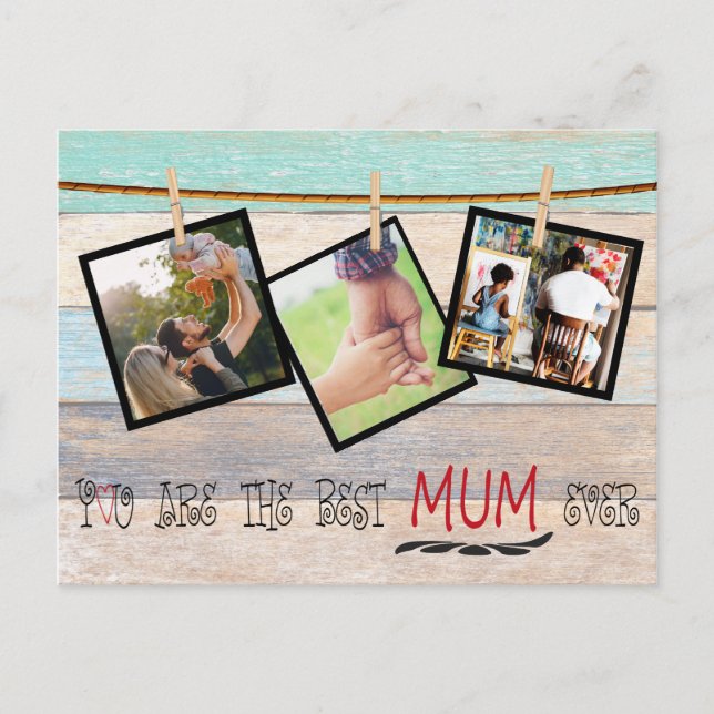Create Your Own Photo Collage. Best Mom Ever Postcard (Front)