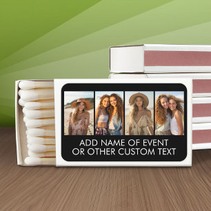 Create Your Own Photo Collage Black 4 Pictures Matchboxes