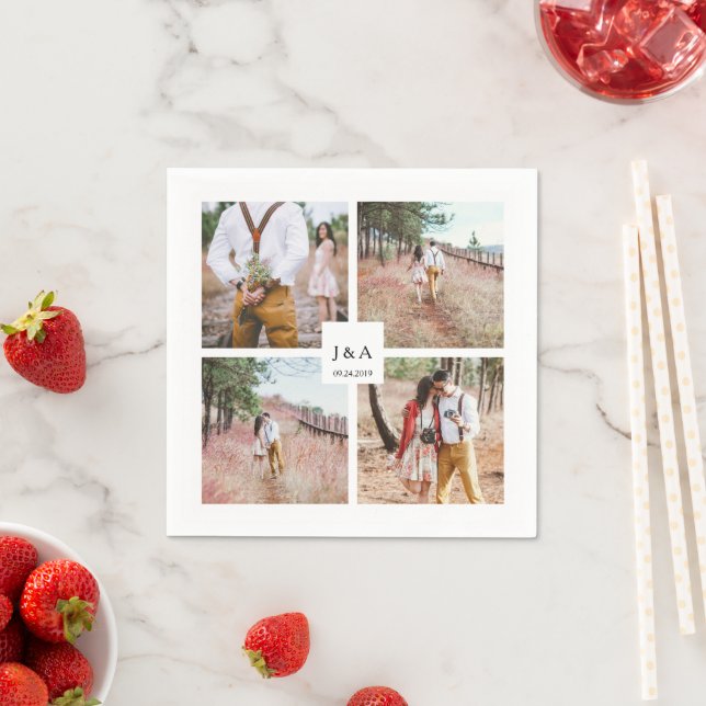 Create your own photo collage elegant wedding napkins (Insitu)