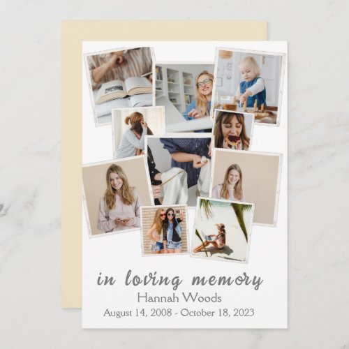 Create Your Own Photo Collage  Funeral  Invitation