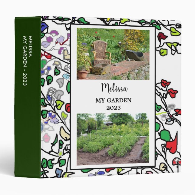 Create your own photo collage garden 3 ring binder (Front/Spine)