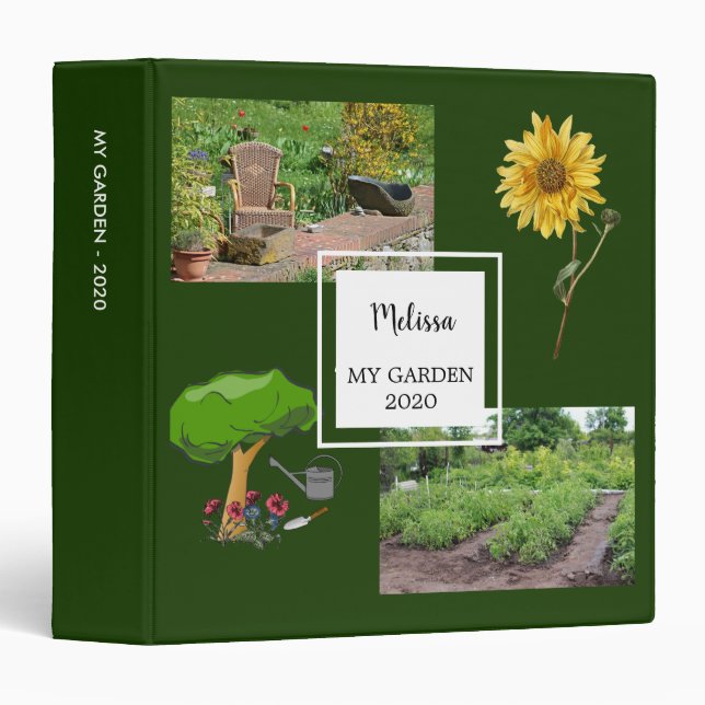 Create your own photo collage garden album 3 ring binder (Front/Spine)