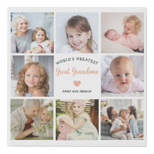 Create Your Own Photo Collage Great Grandma Modern Faux Canvas Print