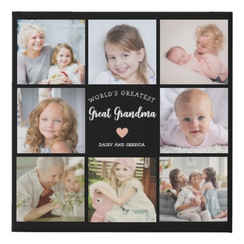 Create Your Own Photo Collage Great Grandma Modern Faux Canvas Print
