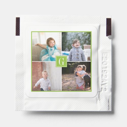 Create your own photo_collage lime green monogram hand sanitizer packet
