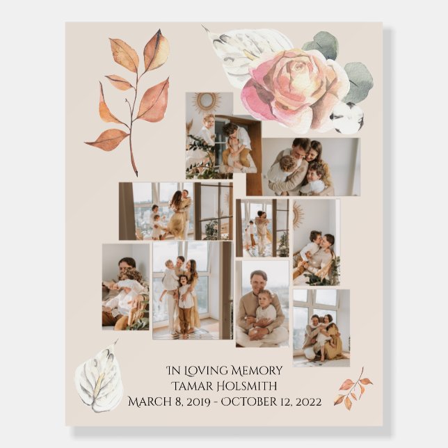 Create Your Own Photo Collage Memorial Funeral  Foam Board (Front)