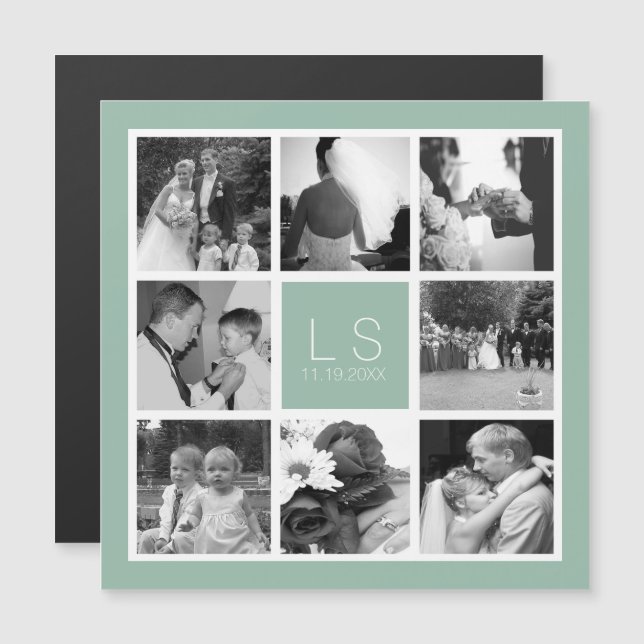 Create Your Own Photo Collage Monogram Magnet (Front/Back)