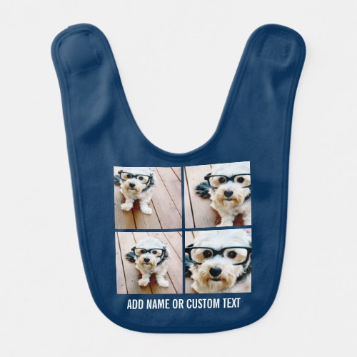 Create Your Own Photo Collage Navy 4 Pictures Bib