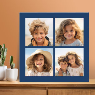 Create Your Own Photo Collage - Navy 4 Pictures Canvas Print