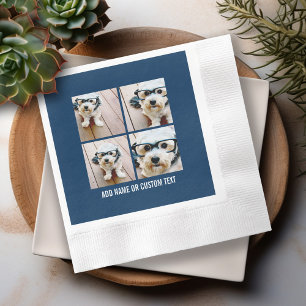 Create Your Own Photo Collage Navy 4 Pictures Paper Napkins
