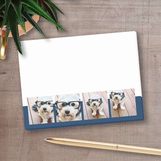Create Your Own Photo Collage Navy 4 Pictures Post-it Notes (Personalized post-it notes - add your photos)