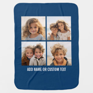Create Your Own Photo Collage Navy 4 Pictures Stroller Blanket