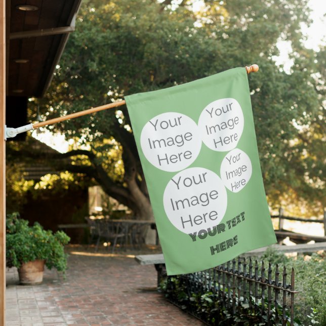 create your own photo collage sage green  house flag (In SItu)