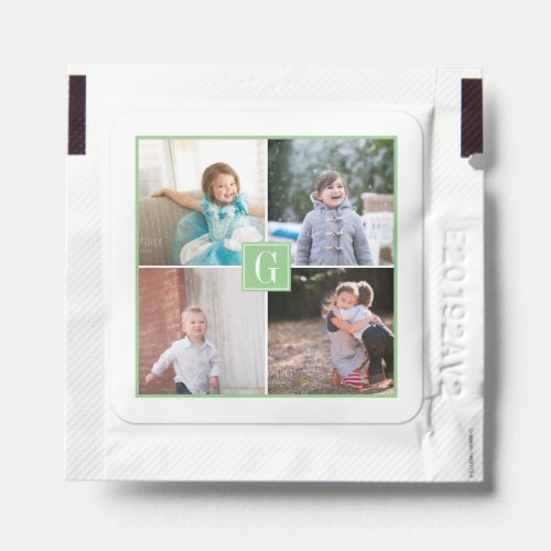 Create your own photo_collage sage green monogram hand sanitizer packet