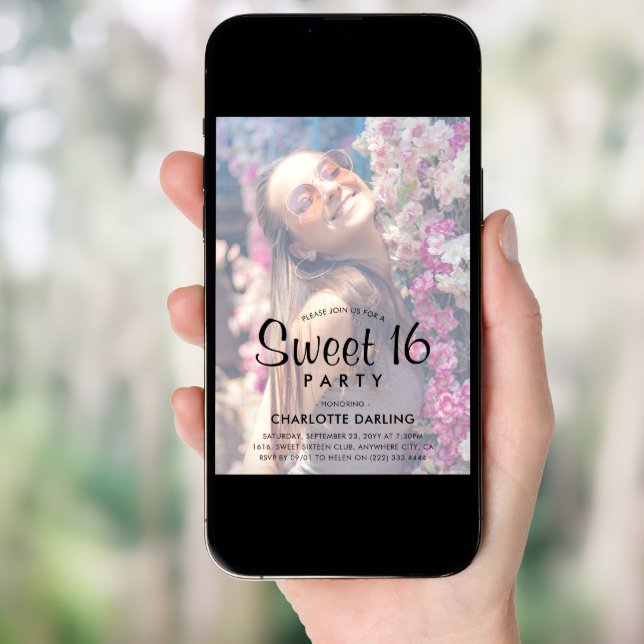 Create Your Own Photo Collage Sweet 16 Birthday Invitation (Front Digital)