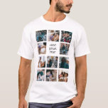 Create Your Own Photo Collage T-Shirt<br><div class="desc">Personalized photo t-shirt featuring a 11 square pictures for you to change to your own,  and a simple editable text template. Photo tip: Crop your photos into squares before uploading ensuring subject is in the center for best results.</div>