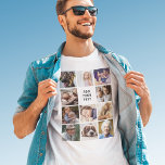 Create Your Own Photo Collage T-Shirt<br><div class="desc">Personalized photo t-shirt featuring a 11 square pictures for you to change to your own,  and a simple editable text template. Photo tip: Crop your photos into squares before uploading ensuring subject is in the center for best results.</div>