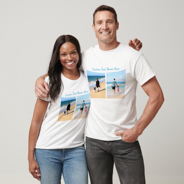 Create Your Own Photo Collage T-Shirt Custom Text (Unisex)