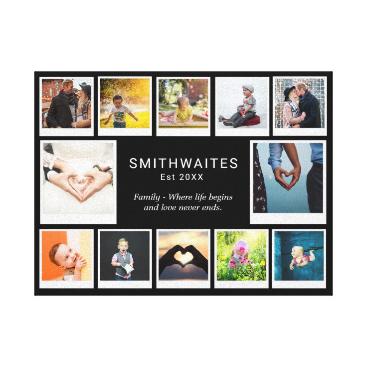 Create Your Own Photo Collage Template Typography Canvas Print | Zazzle