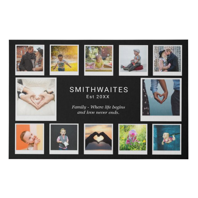 Create Your Own Photo Collage Template Typography Faux Canvas Print (Front)