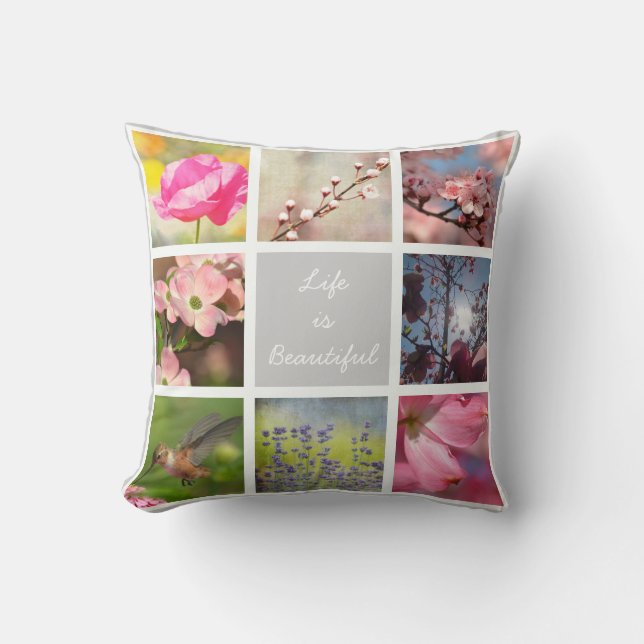 Create Your Own Photo Collage Throw Pillow (Front)