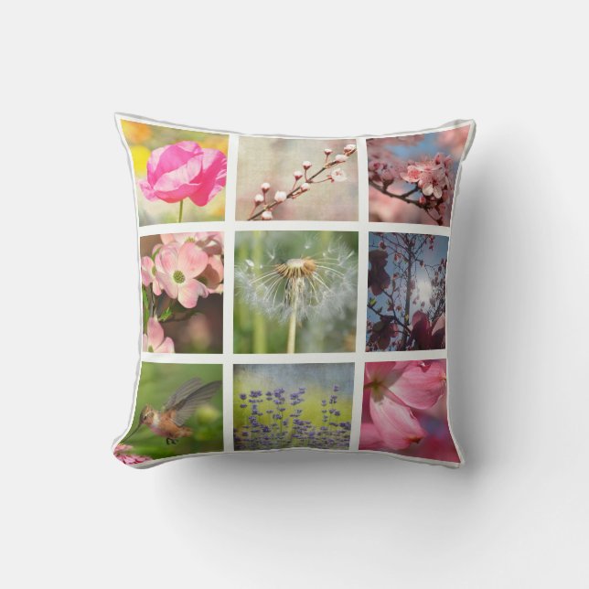 Create Your Own Photo Collage Throw Pillow (Front)