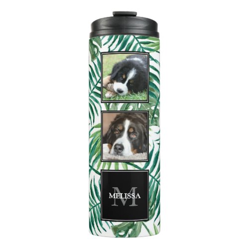 Create your own photo collage tropical leaves thermal tumbler