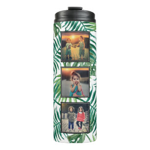 Create your own photo collage tropical leaves thermal tumbler