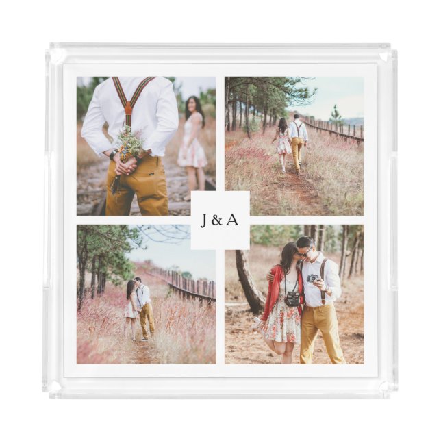 Create your own photo collage wedding acrylic tray (Front)