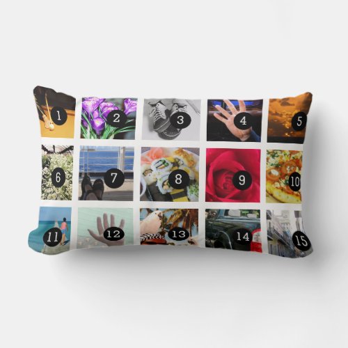 Create Your Own Photo collage with 15 images Lumbar Pillow